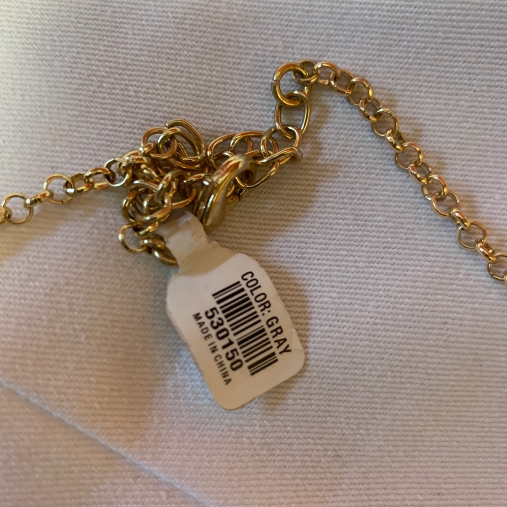 Grey and gold bib necklace, NWT - Picture 2 of 2